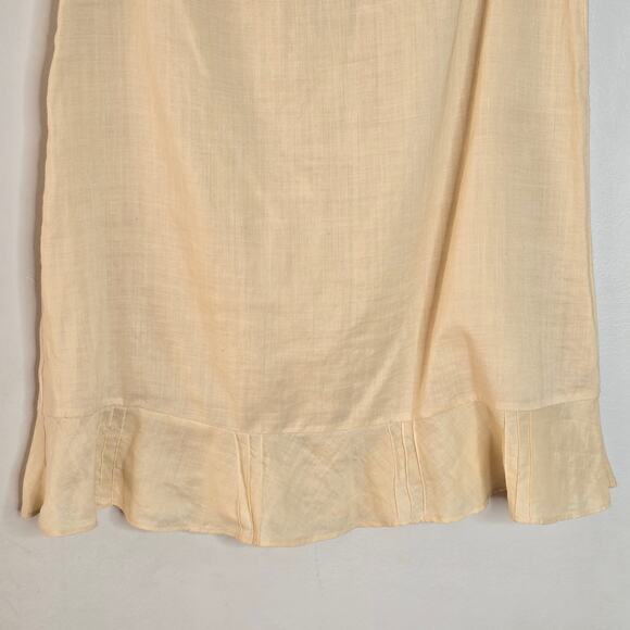 H&M Light Yellow Ramie Linen Trumpet Skirt Size 8 - Picture 3 of 12